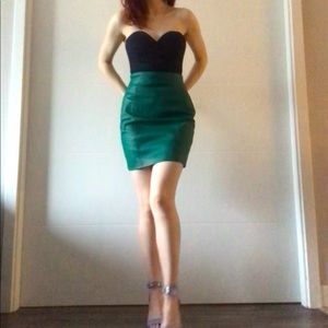 Vintage Green Leather Mini Skirt